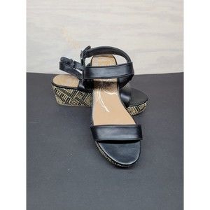 DV Dolce Vita Women's SZ 9 Espadrille Wedge Sandals Aztec Ankle Buckle Black
